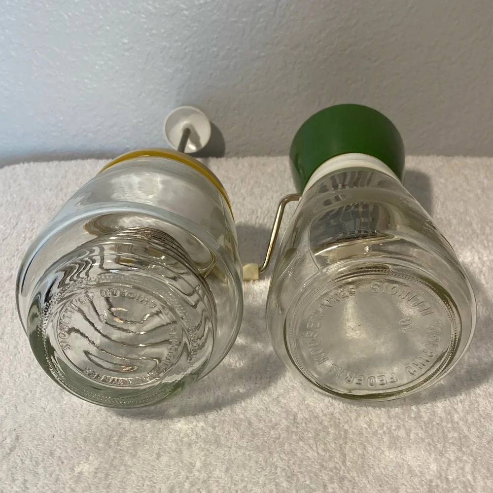Retro Yellow and Green Glass Kitchen Tools Set